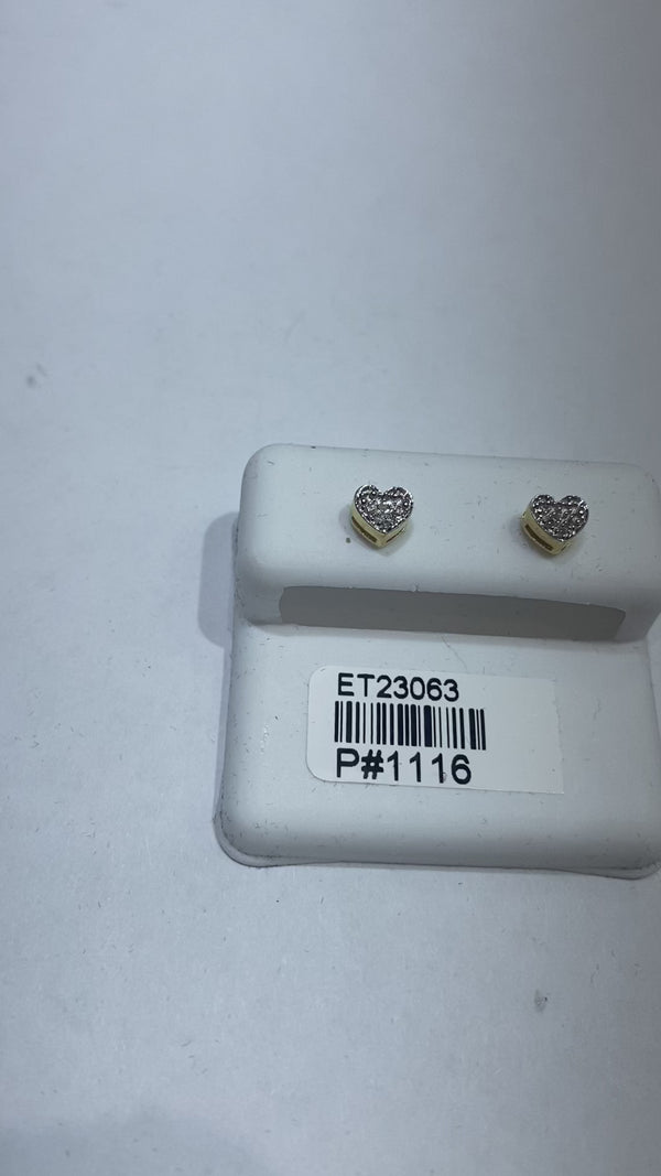 Real 10KT Gold &0.03CTW Diamond Earrings