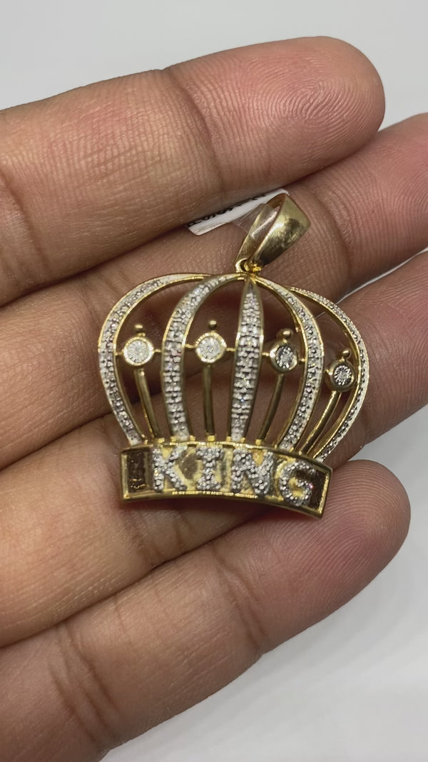 Real 10KT Gold & 0.42CTW Diamond’KING Crown’ Charm