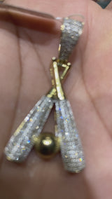 Real 10KT Gold & 0.85CTW Diamond “Baseball Bat” Charm