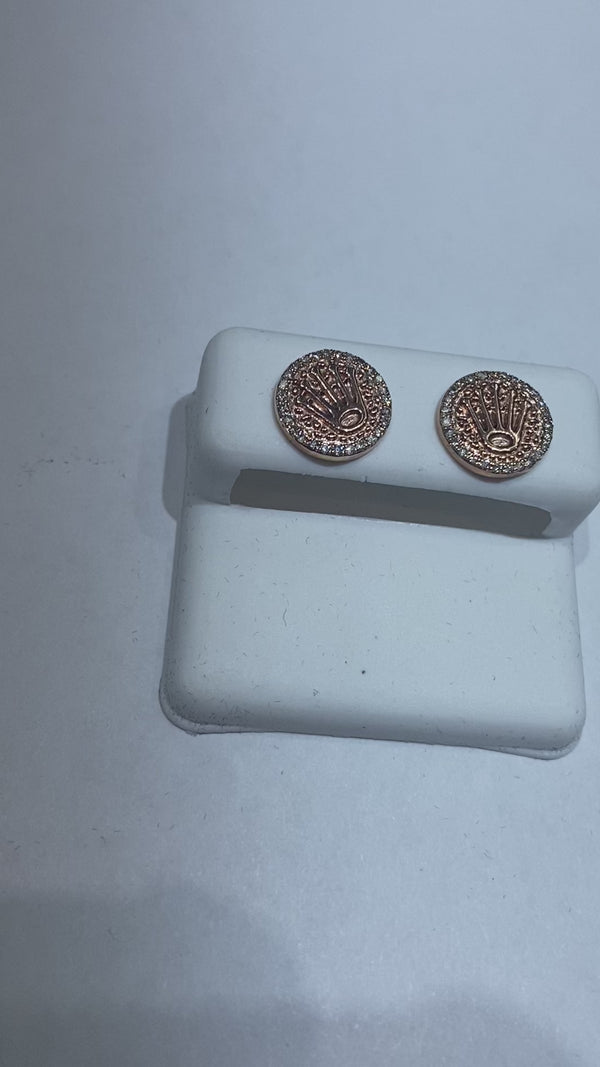 Real 10KT RoseGold &0.26CTW Diamond Earrings