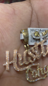 Real 10KT Yellow & Rose Gold, 0.85CTW Diamond Men Hustle 365 & Conquer Charm