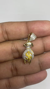 Real 10KT Gold & 0.40CTW Diamond Money Bag Charm