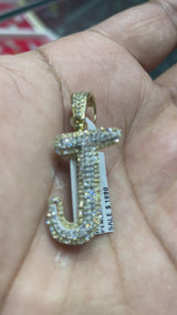 Real 10KT Gold with 0.73CTW Diamond Charm Letter “J” Gift Pendant