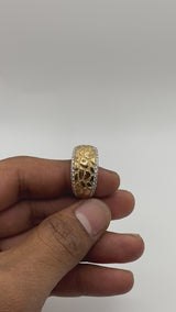 Real Gold and 0.8CTW Diamond Men’sNugget Band Ring.