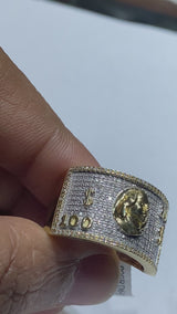 Real 10KT Gold & 0.45CTW Diamond 100$ Bill Men Ring