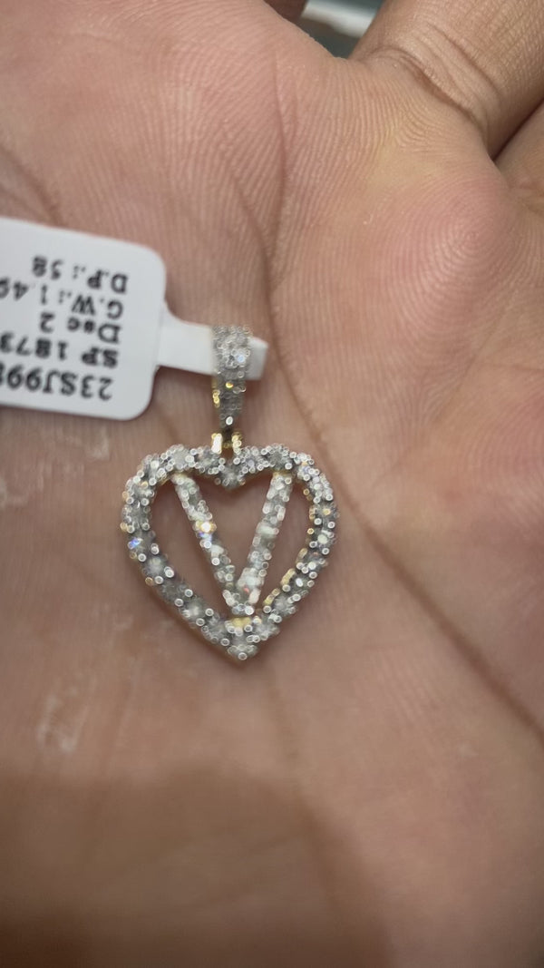 Real 10KT Gold with 0.28CTW Diamond Charm Letter “V”