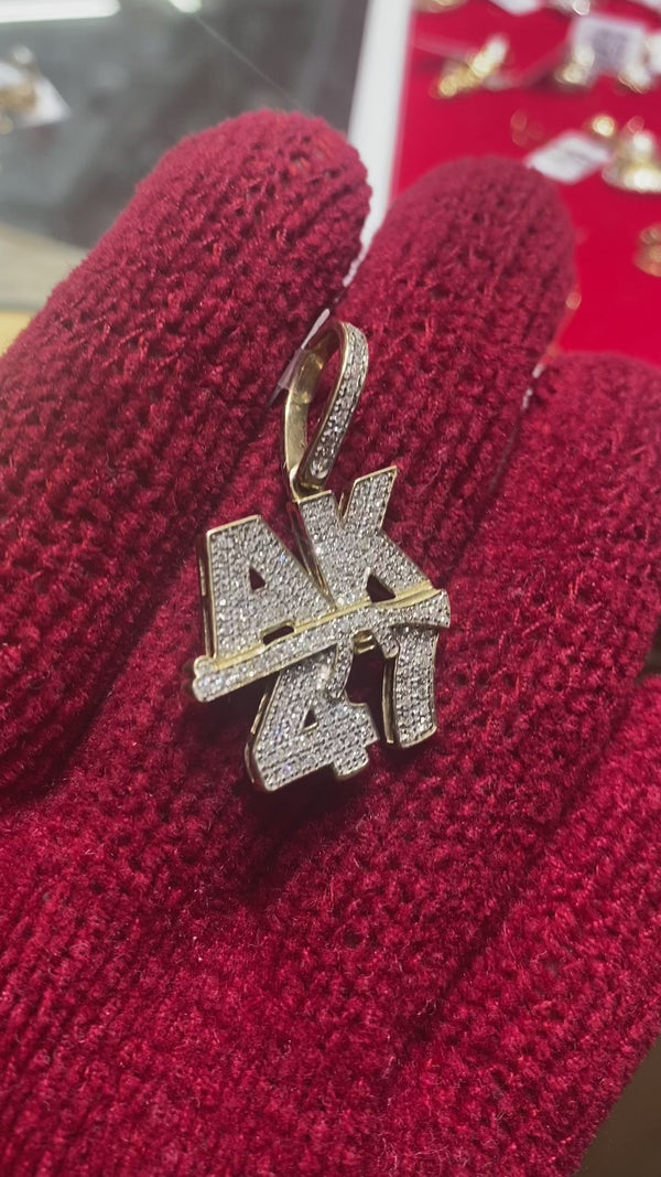 Real 10KT Gold with 0.83CTW Diamond “AK47” charm