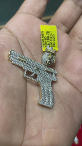 Real 10KT Gold & 0.97CTW Diamond ‘Gun’ Charm