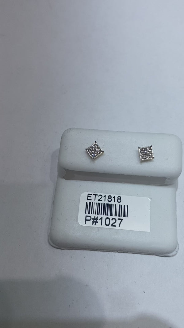 Real 10KT Gold & 0.08CTW Diamond Earrings