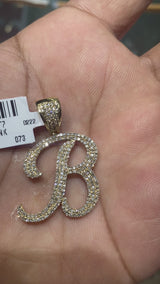 Real 10KT Gold&0.73CTW Diamond Charm-Letter ‘B’