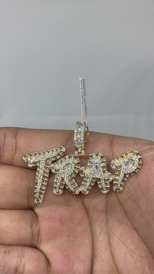 Real 10KT Gold and 3.3CTW Diamond Trap Charm