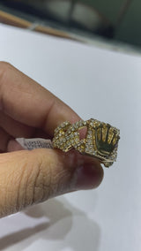 Real 10KT Gold & 1.55CTW Diamond CROWN Men Ring