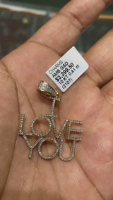 Real 10KT Gold & 0.41CTW Diamond “I LOVE YOU” Charm