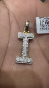 Real 10KT Gold & 0.25CTW Diamond Charm Letter “I”