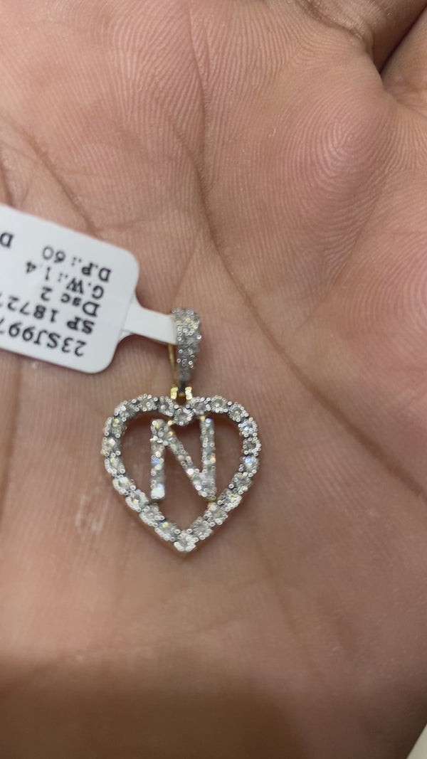 Real 10KT Gold with 0.28 Diamond Charm Letter “N”