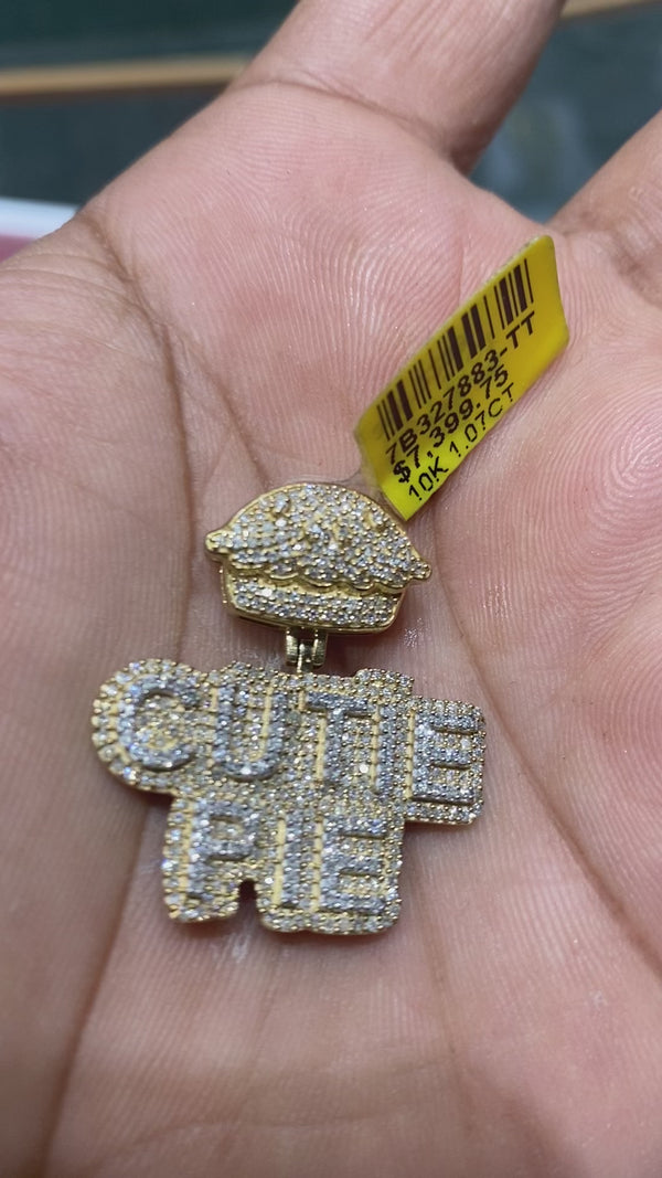 Real 10KT Gold with 1.07CTW Diamond “CUTIE PIE” Charm