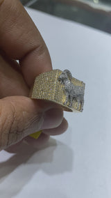 Real 10KT Gold & 1.35CTW Diamond GOAT Men Ring