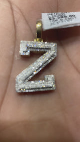 Real 10KT Gold with 0.43CTW Diamond Charm Letter “Z”