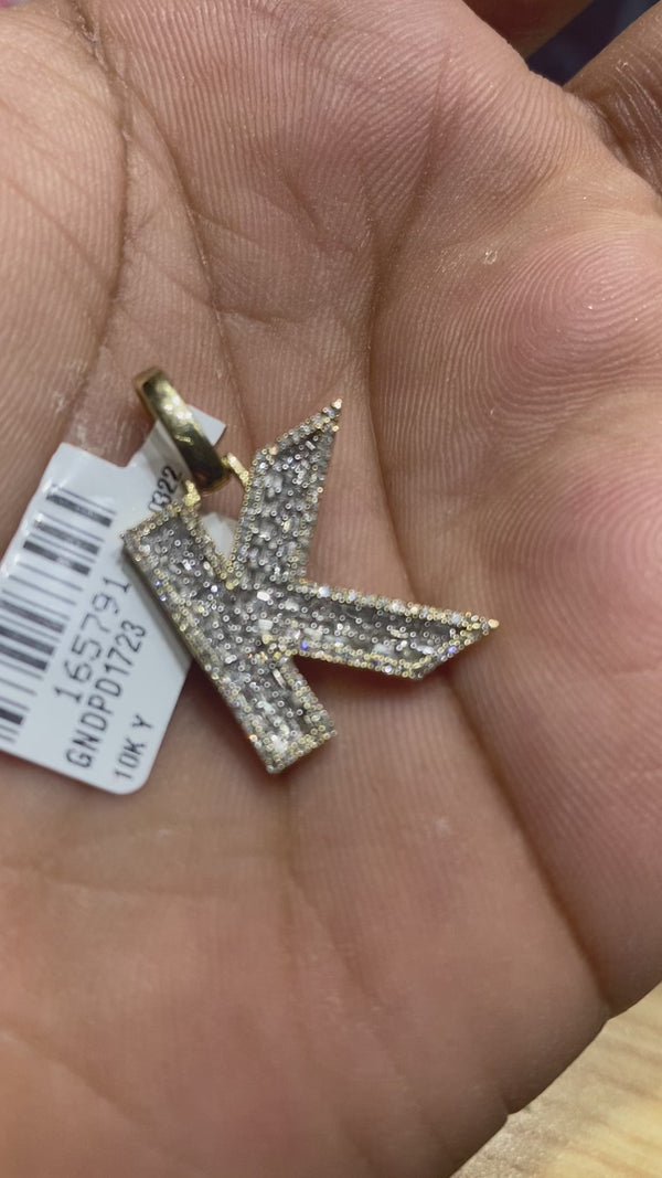 Real 10KT Gold with 0.73 CTW Diamond charm Letter “K”