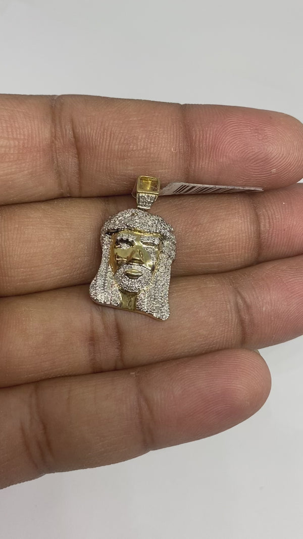 Real 10KT Gold & 0.42CTW Diamond’JESUS’ Charm