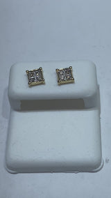 Real 10KT Gold & 0.14CTW Diamond Earrings