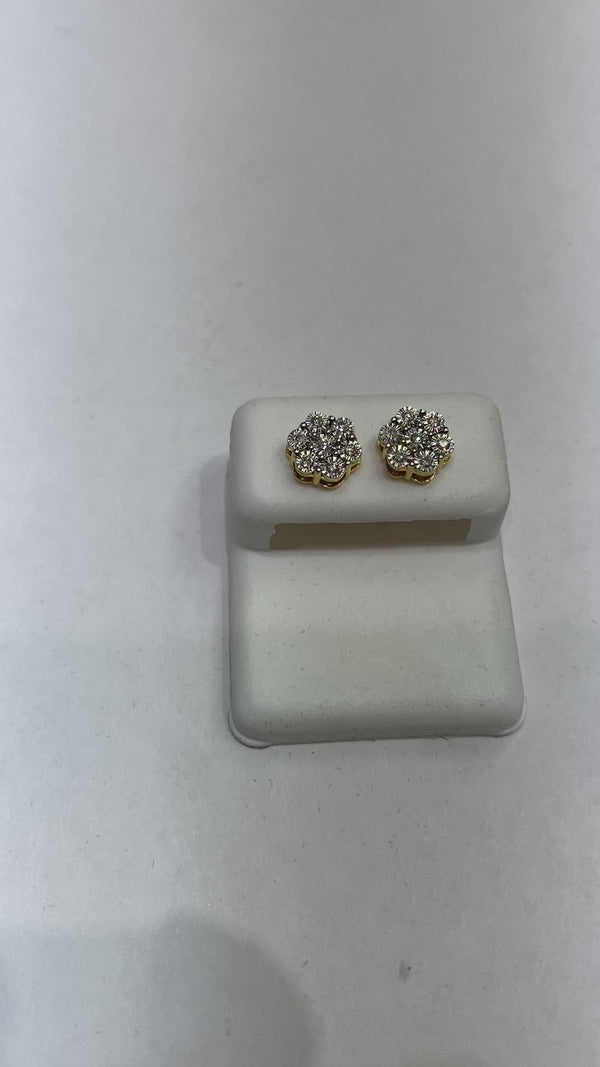 Real 10KT Gold & 0.14CTW Diamond Earrings