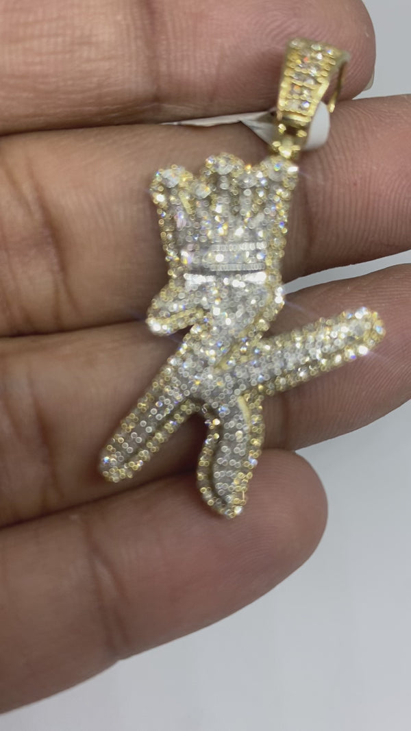 Real 10KT Gold & 0.73 CTW Diamond King Charm