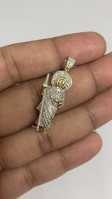 Real 10KT Gold & 0.50CTW Diamond’JESUS’ Charm