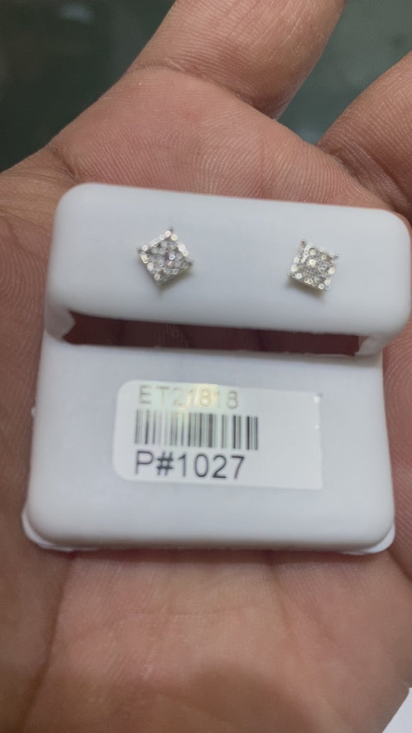 Real 10KT Gold & 0.08CTW Diamond Earrings