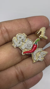 Real 10KT Gold & 0.82CTW Diamond ’SPICE’ Charm