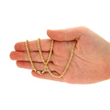 Real 10KT Yellow Gold 1.8mm-7mm Hollow Rope Chain Necklace 16″-24″