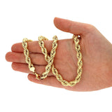 Real 10KT Yellow Gold 1.8mm-7mm Hollow Rope Chain Necklace 16″-24″