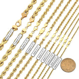 Real 10KT Yellow Gold 1.8mm-7mm Hollow Rope Chain Necklace 16″-24″