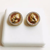 Real 10KT Gold & 0.50 CTW Diamond Earring Praying Hands