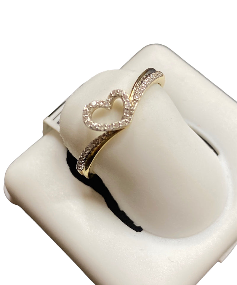 Real 10Kt Gold & 0.10CTW Diamond Ladies Ring