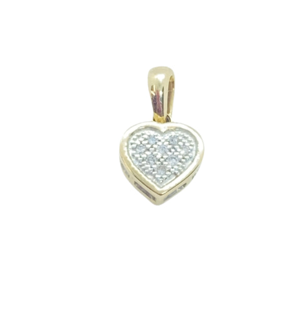 Real 10Kt Gold and 0.03CTW Diamond Heart/ Love Charm