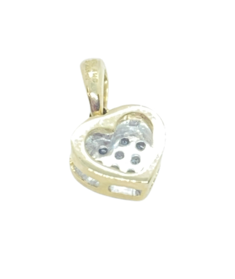 Real 10Kt Gold and 0.03CTW Diamond Heart/ Love Charm