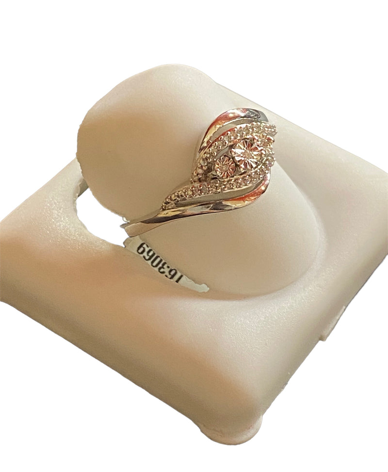 Real Silver &0.08CTW Diamond ladies ring