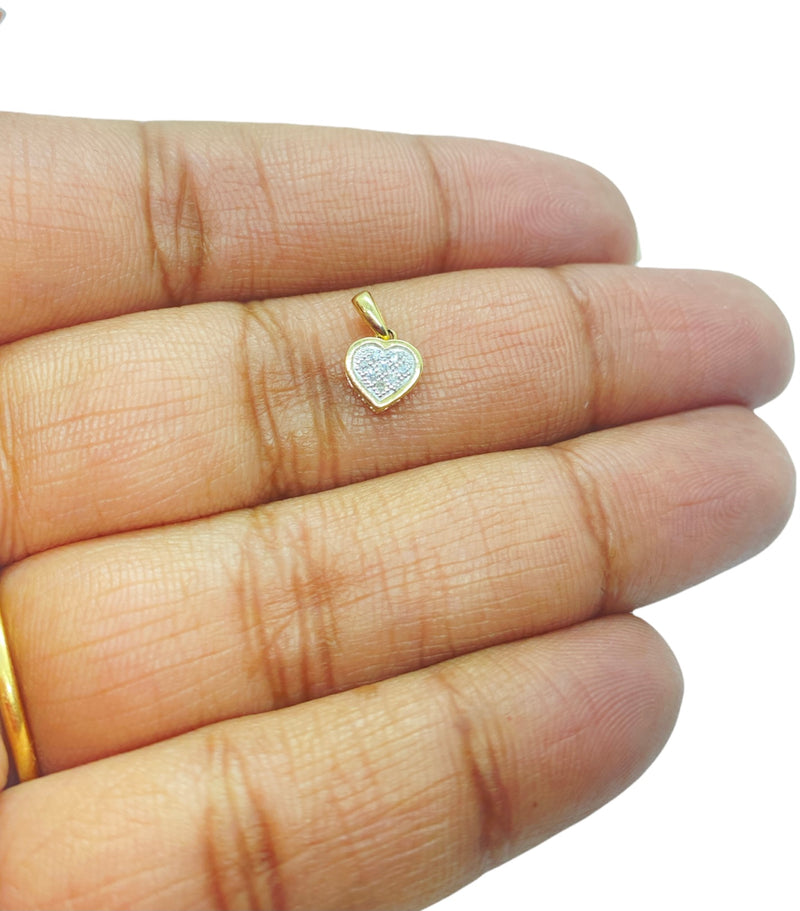 Real 10Kt Gold and 0.03CTW Diamond Heart/ Love Charm